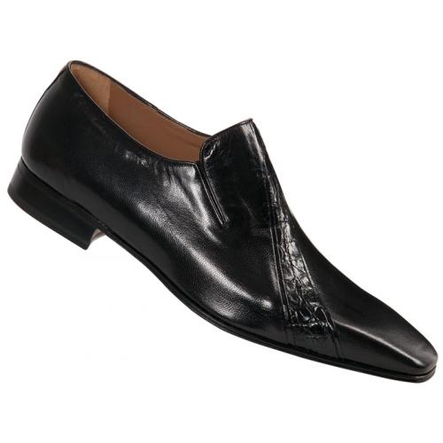 Mauri "4371" Black Genuine Crocodile Flanks / Kidskin Shoes