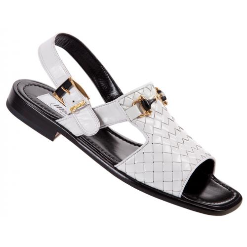Mauri "1329" White Genuine Woven Leather / Kidskin Sandals