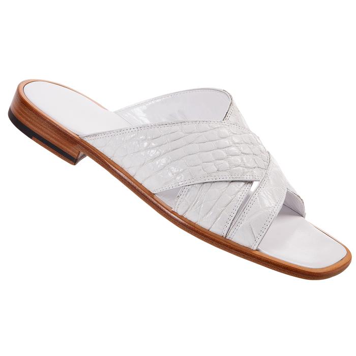 Mauri White Alligator Leather Sandals | Men's Leather Sandals For Sale ...