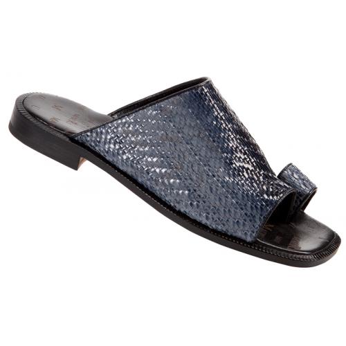 Mauri "1593" Light Grey / Blue Genuine Woven Leather Sandals