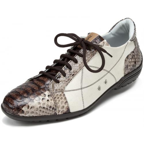 Mauri "8662" Maculated Brown / Cream Genuine Python Casual Sneakers