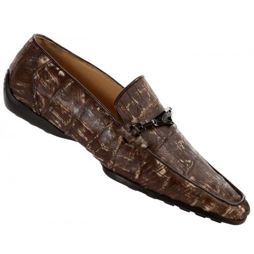 Mauri "9206" Soft Camel All-Over Genuine Baby Crocodile Loafer Shoes
