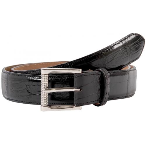 Mauri "IC008" Black Genuine Alligator Belt