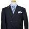 Bertolini Navy Blue With Sky Blue Pinstripes Wool & Silk Blend Super 140's Suit 68804