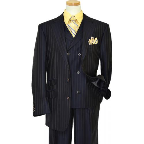 Extrema Navy Blue With Glossy Yellow / Mauve / Black Pinstripes Super ...