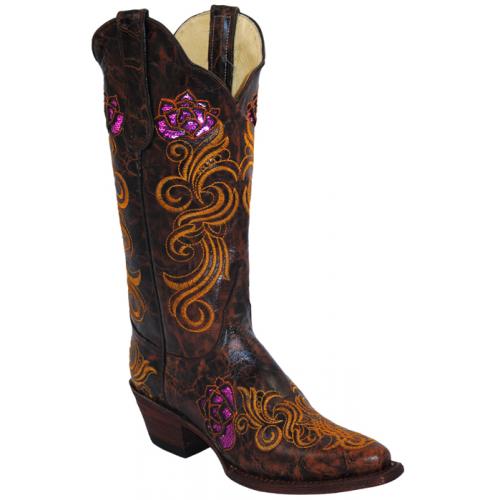 Ferrini Ladies 81261-44 Rust Cowhide Leather Boots