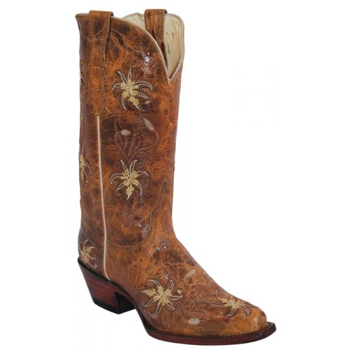 Ferrini Ladies 81061-15 Antique Saddle Genuine Cowhide Boots