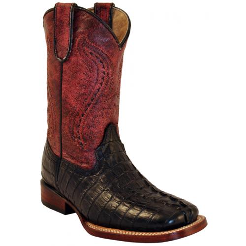 Ferrini Kid's Black / Red Crocodile Print Cowboy Boots 70393-04