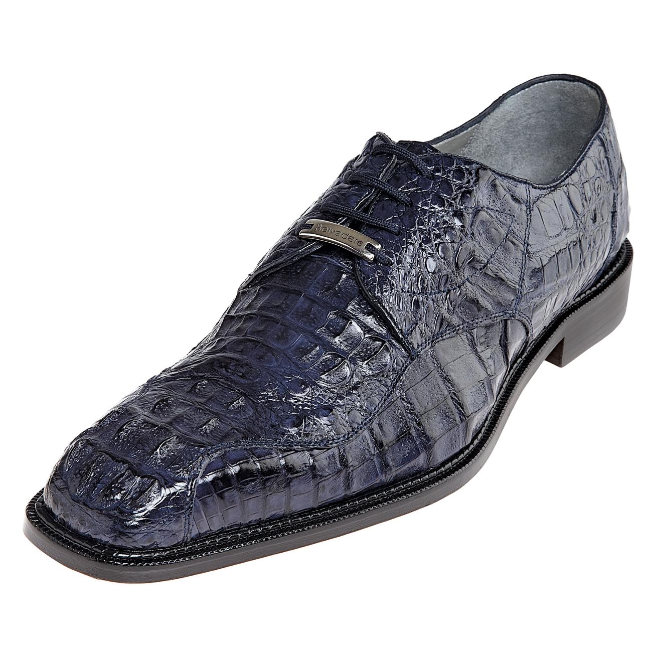 Belvedere 'Chapo' Navy Genuine Hornback Crocodile Shoes