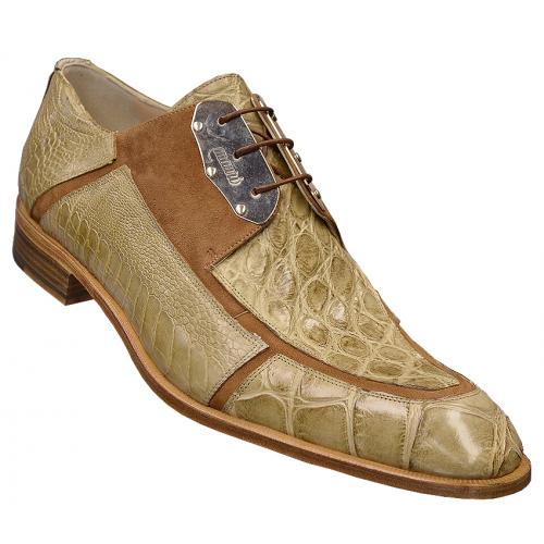 Mauri "Capri" 4388 Bone Genuine Alligator / Ostrich Leg Shoes.