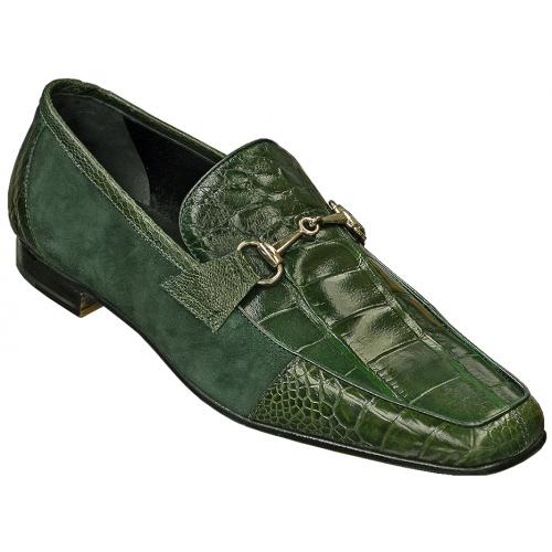 Mauri "Launch" 9234 Forest Green Genuine Alligator / Ostrich Leg / Suede Shoes