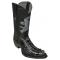 Upscale Menswear Custom Collection Black All Over Genuine Hornback Crocodile Tail Cowboy Boots with Embroidered Crocodile Shaft 198C0105