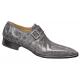 Mauri 53154 Medium Grey Genuine All-Over Alligator Skin Loafer Shoes With Monk Straps