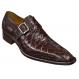 Mauri 53154 Brown Genuine All-Over Alligator Skin Loafer Shoes With Monk Straps