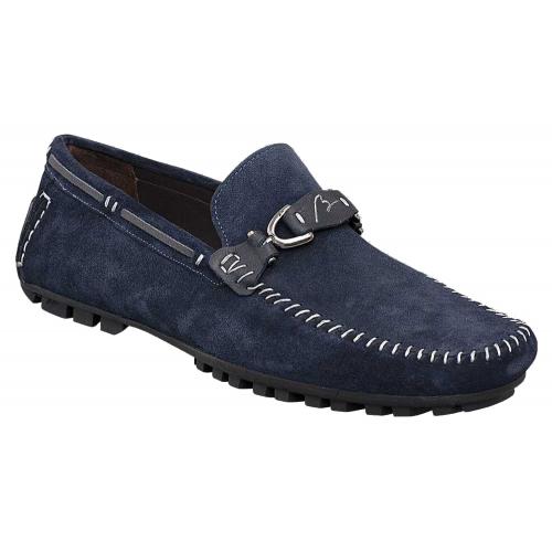 Bacco Bucci "Flavio" Blue  Genuine Suede Leather Loafer Shoes 7435-46.