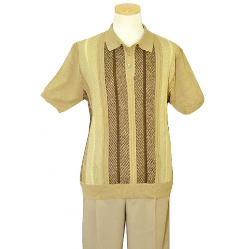 Michael Irvin Beige / Brown 2 PC Knitted Silk Blend Outfit # M2115S-P
