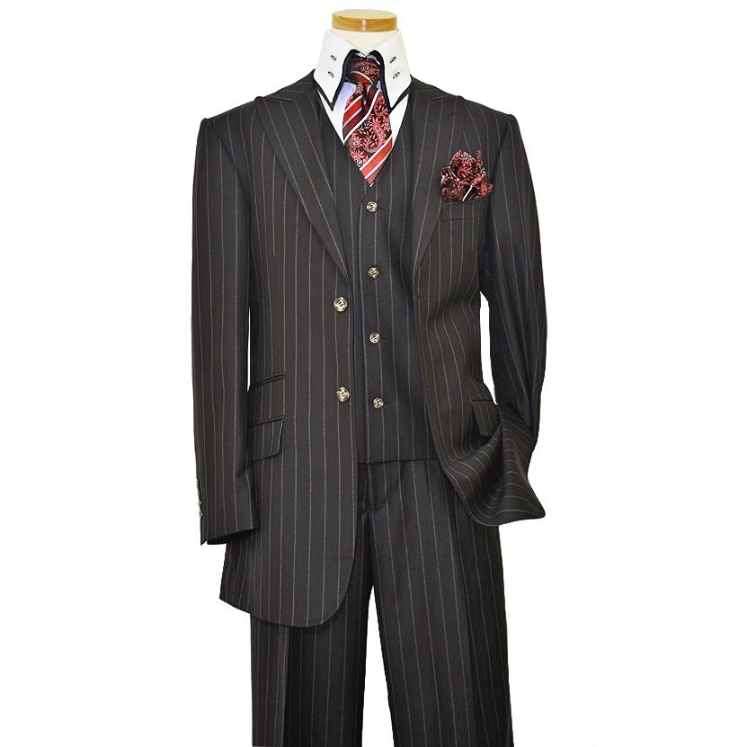 Luciano Carreli Collection Black With White Chalk / Burgundy Pinstripes ...