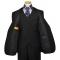 Luciano Carreli Collection Solid Black With Black Hand-Pick Stitching Super 150'S Vested Suit 3238-001