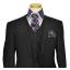 Luciano Carreli Collection Solid Black With Black Hand-Pick Stitching Super 150'S Vested Suit 3238-001