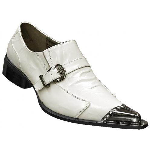 Fiesso White Genuine Leather Loafer Shoes With Metal Tip FI6053