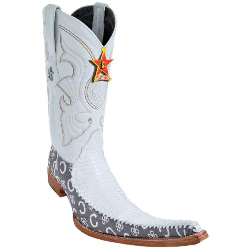 Los Altos White Genuine Python W/Fashion Design 9X Pointed Toe Cowboy Boots 97T5728