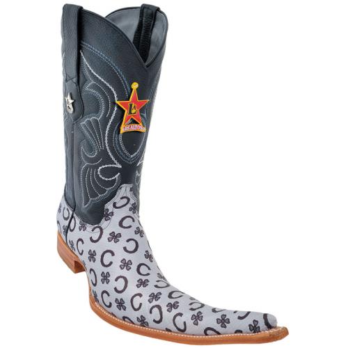 Los Altos Silver  / Black Genuine Fashion Design 9X Pointed Toe Cowboy Boots 975391