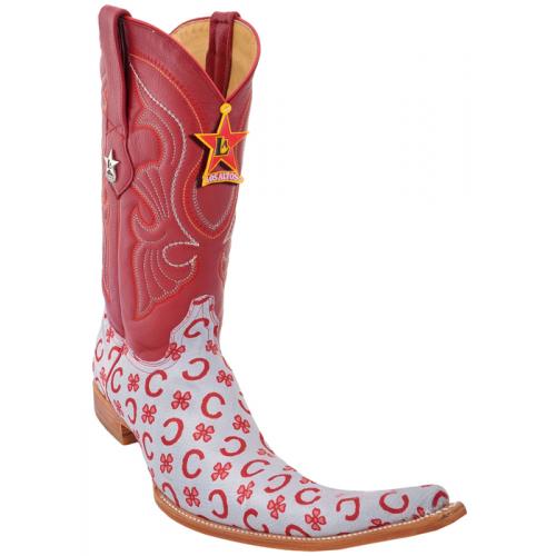 Los Altos Grey / Red Genuine Fashion Design 9X Pointed Toe Cowboy Boots 975312