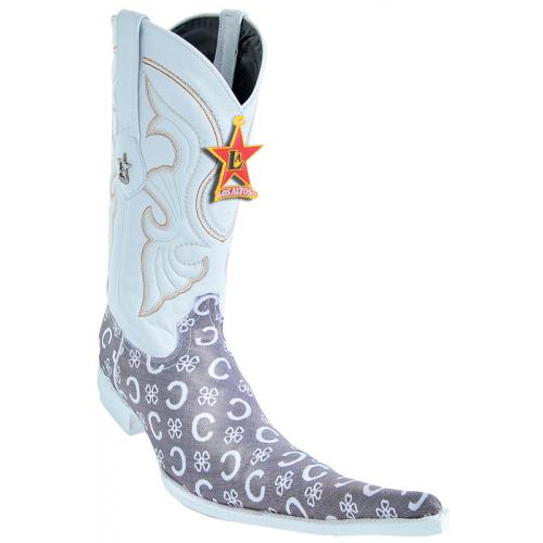 Los Altos Grey / White Genuine Fashion Design White Sole 9X Pointed Toe Cowboy Boots 97B5309