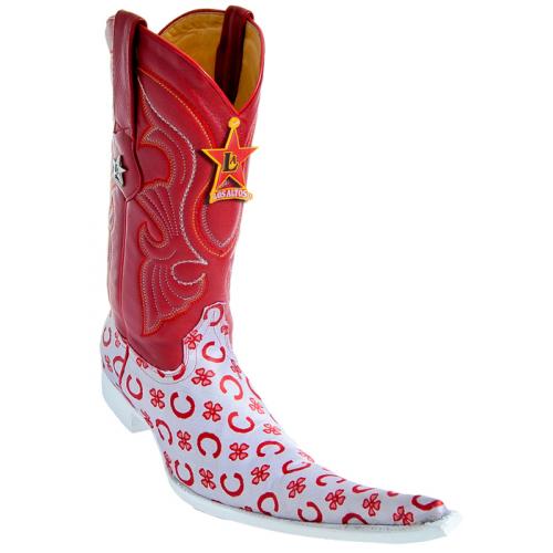 Los Altos Grey / Red Genuine Fashion Design White Sole 9X Pointed Toe Cowboy Boots 97B5312