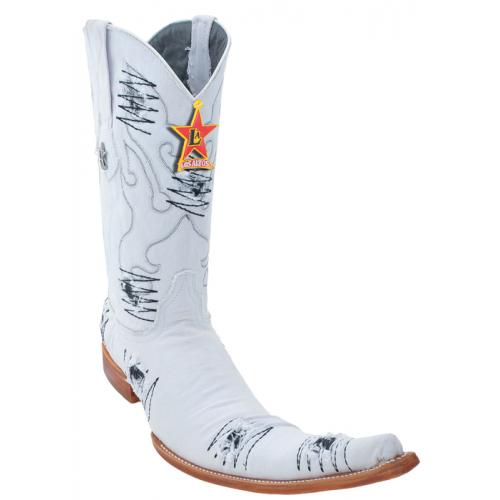 Los Altos White Genuine Demin W/Patch  9X Pointed Toe Cowboy Boots 974428