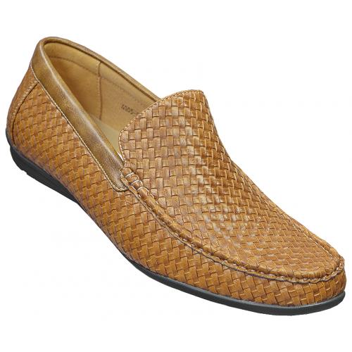 Masimo Camel Basket Weave Design Genuine Leather Loafer Shoes  4005-08