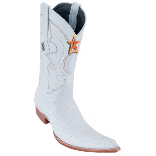 Los Altos White Genuine Braid Stitch Ostrich Leg W / Deer 6X Pointed Toe Cowboy Boots 96TR0528