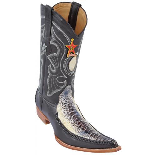 Los Altos Natural Genuine Braid Stitch Ostrich Leg W / Deer 6X Pointed Toe Cowboy Boots 96TR0549