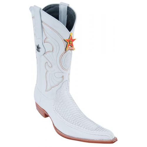 Los Altos White Genuine Braid Stitch Python  W / Deer 6X Pointed Toe Cowboy Boots 96TR5728