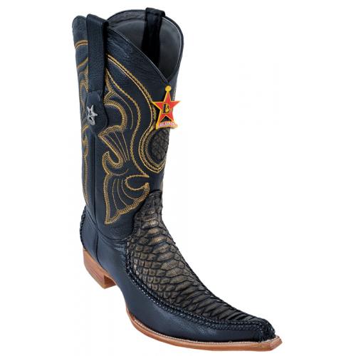 Los Altos Metallic Gold Genuine Braid Stitch Python  W / Deer 6X Pointed Toe Cowboy Boots 96TR5778
