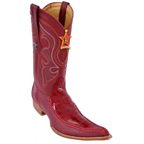 Los Altos Red Genuine Braid Stitch Eel  W / Deer 6X Pointed Toe Cowboy Boots 96TR0812