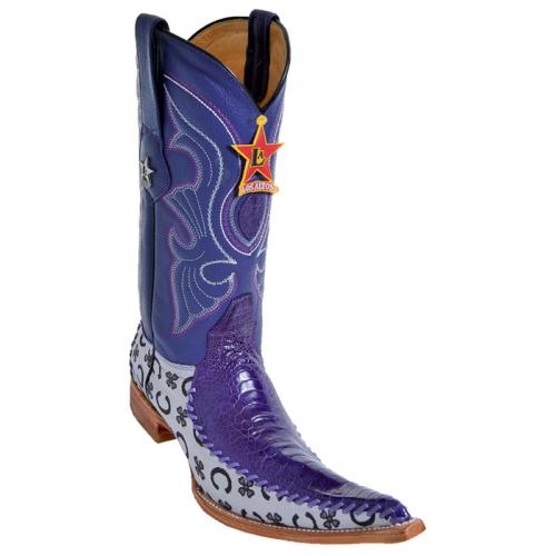 Los Altos Purple Genuine Ostrich Leg W/Fashion Design 6X Pointed Toe Cowboy Boots 96T0526