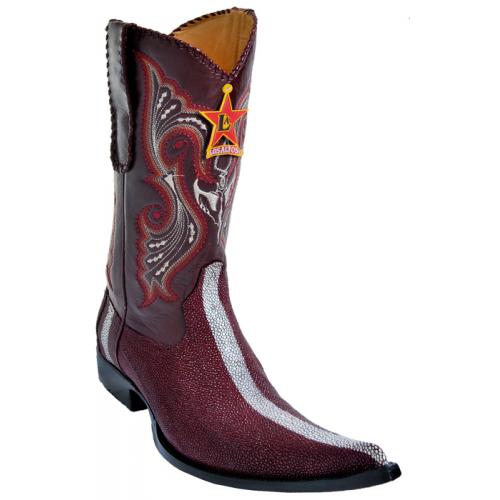 Los Altos Burgundy Genuine Stingray  6X Pointed Toe Cowboy Boots 96N6006