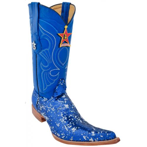 Los Altos Electric Blue Sequin  6X Toe Cowboy Boots 964223