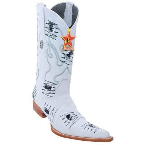 Los Altos  White  With Patches 6X Toe Cowboy Boots 964428