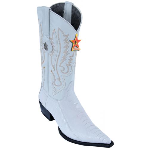 Los Altos  White Genuine Ostrich 3X Toe W / Cowboy Heel Boots 95V0528
