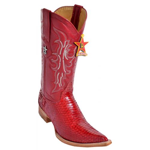 Los Altos Red Genuine All-Over Belly Python 3X Toe Cowboy Boots 955712