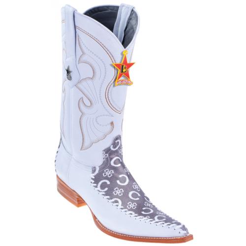 Los Altos Grey White  Fashion Design / Deer Skin 3X Toe Cowboy Boots 955309