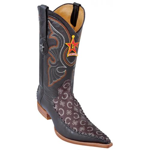 Los Altos Brown Fashion Design / Deer Skin 3X Toe Cowboy Boots 955307