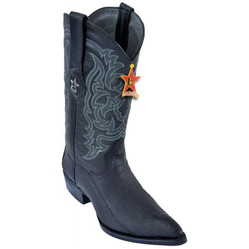 Los Altos Black All-Over Grasso Ostrich Leg  J - Toe  Cowboy Boots 98G0505