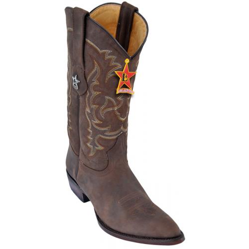 Los Altos Brown All-Over Crazy J-Toe  Cowboy Boots 986207