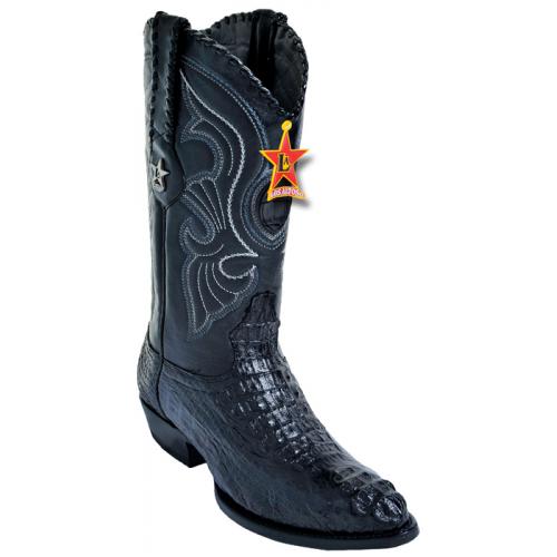 Los Altos Black Genuine All-Over Hornback Crocodile Medium R-Toe Cowboy Boots 600205