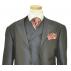 Extrema Solid Metallic Slate Blue Handpick Stitching Super 120's Sharkskin Wool Vested Suit GE00063