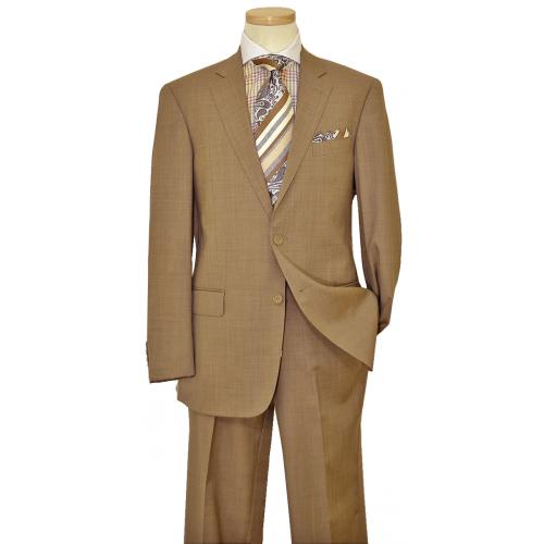 I-Deal By Zanetti Khaki Weaved Designed Super 140's Wool Suit UE90155