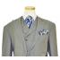 Extrema Grey / Blue Pinstripes Handpick Stitching Super 120's Wool Vested Suit SU00021